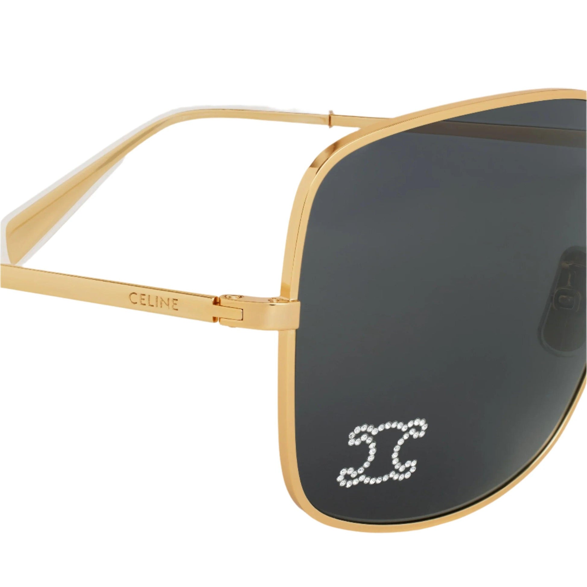 ラスト1点＊CELINE TRIOMPHE RHINESTONE 01 SUNGLASSES Triomphe Rhinestone 01 oversized sunglasses in gold - Celine