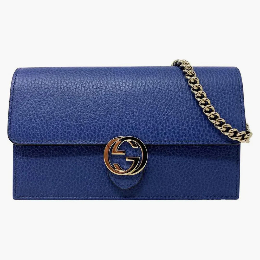 Gucci -  Two-Tone Leather Wallet and Chain