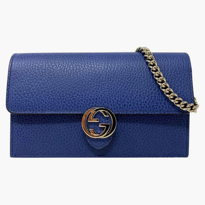 Gucci -  Two-Tone Leather Wallet and Chain