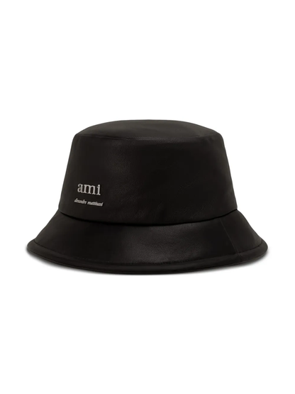 AMI Paris - Logo-Plaque Leather Bucket Hat