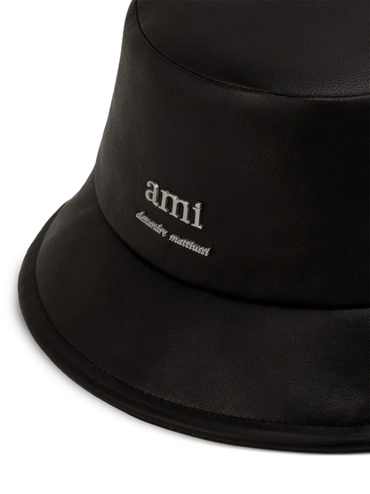 AMI Paris - Logo-Plaque Leather Bucket Hat