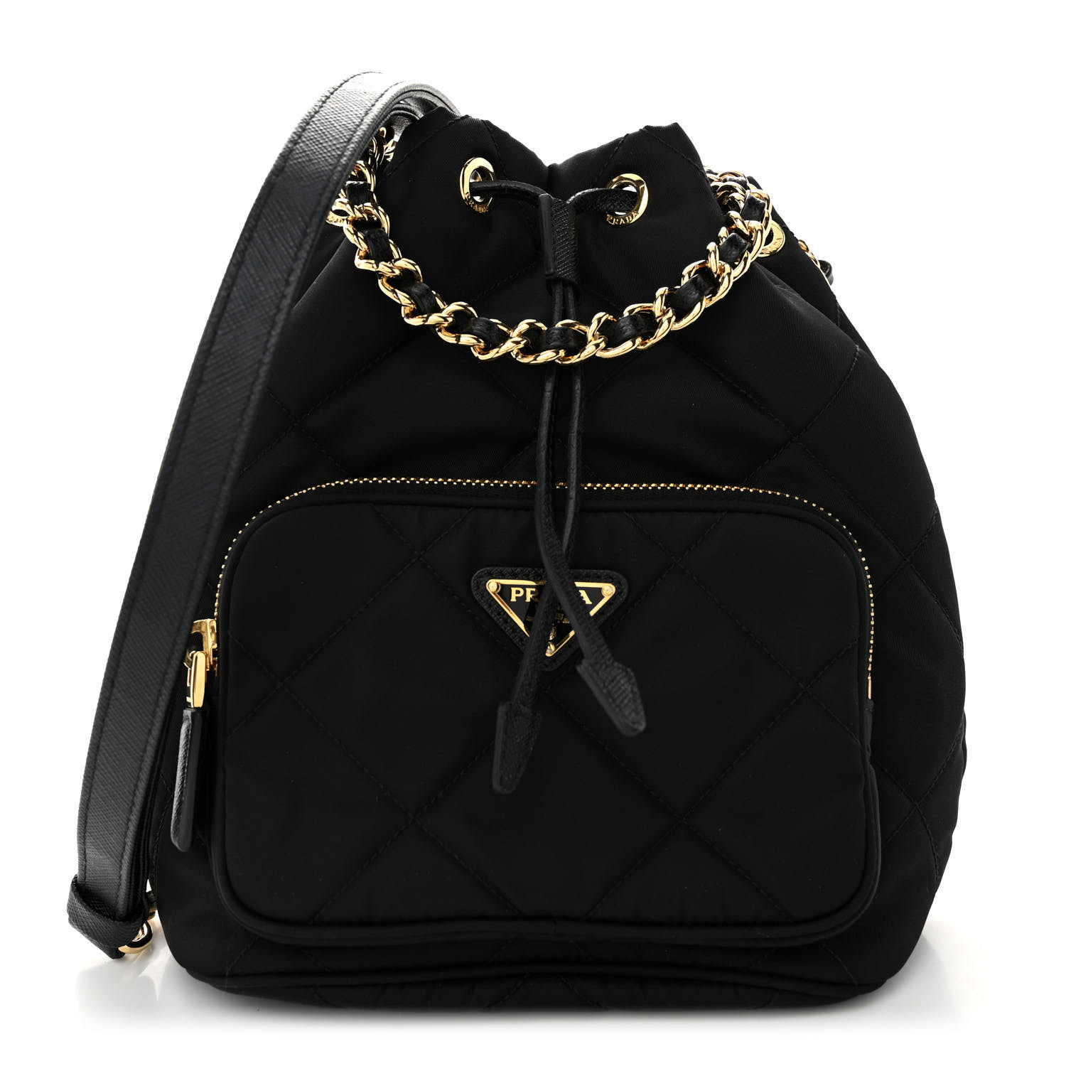 Prada - Re-Nylon Saffiano Stitched Re-Edition 1995 Chaine Drawstring Bucket Bag