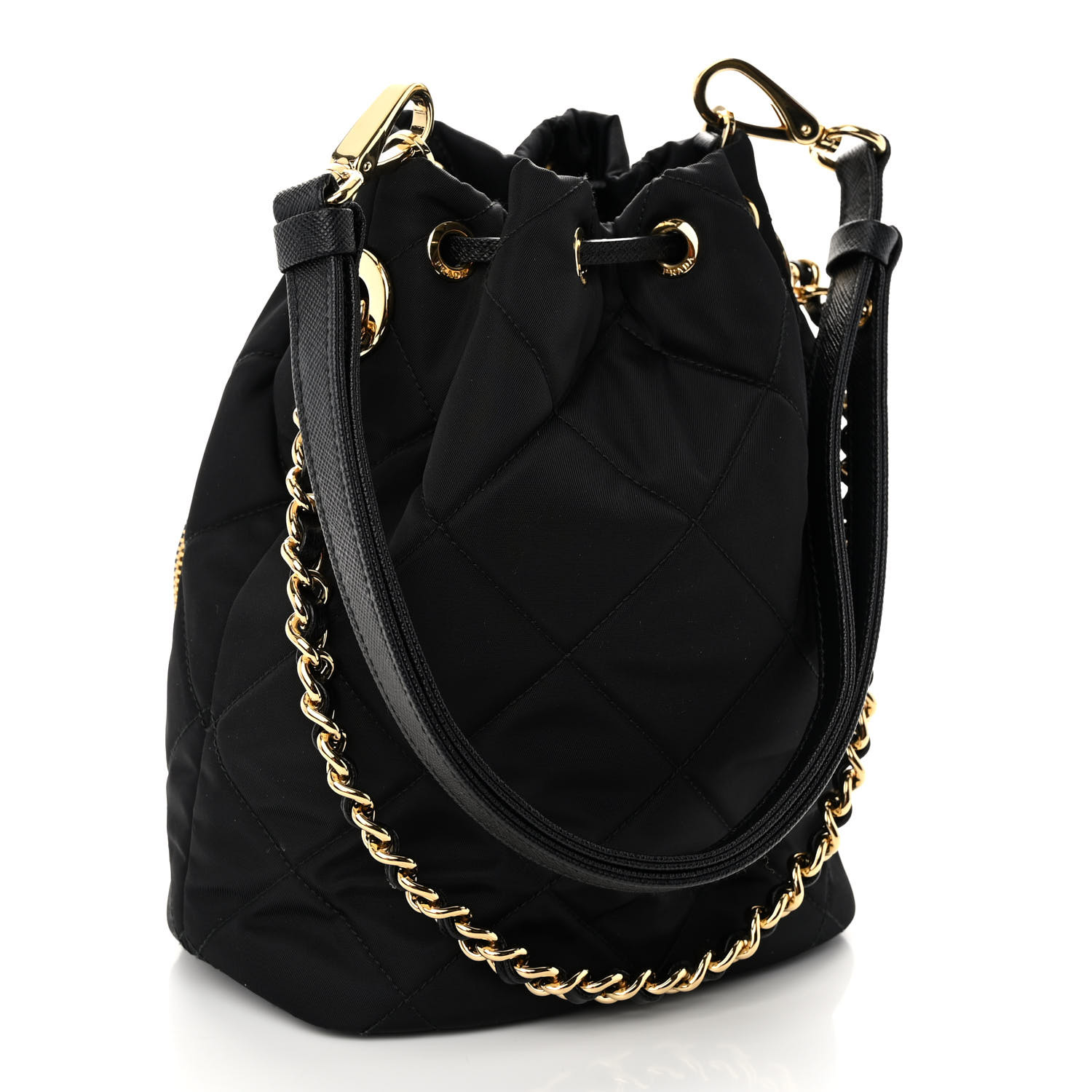 Prada - Re-Nylon Saffiano Stitched Re-Edition 1995 Chaine Drawstring Bucket Bag