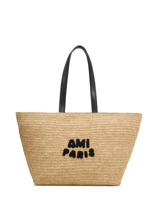Ami Paris - Logo-Patch Raffia Tote Bag