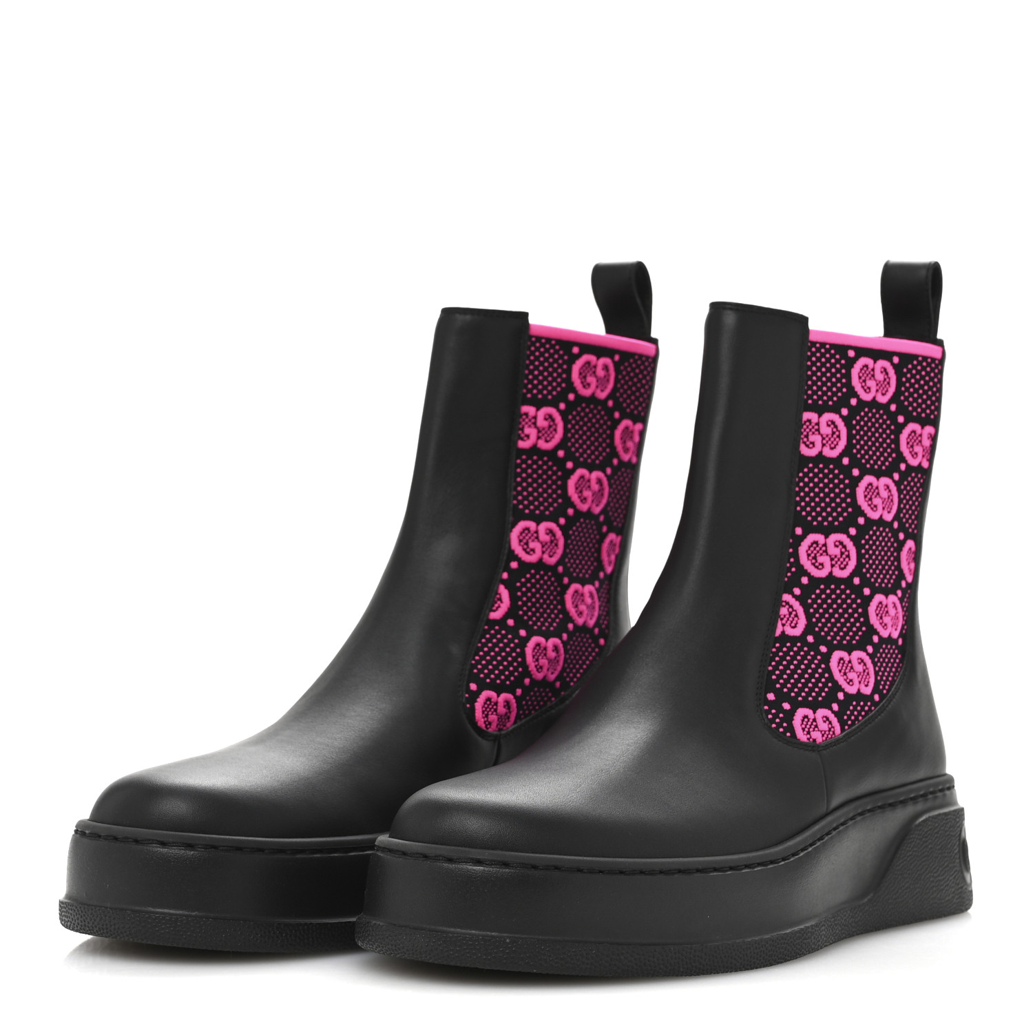 Gucci - Dali Soft Calfskin Technical Jersey Knit GG Monogram Ankle Boots