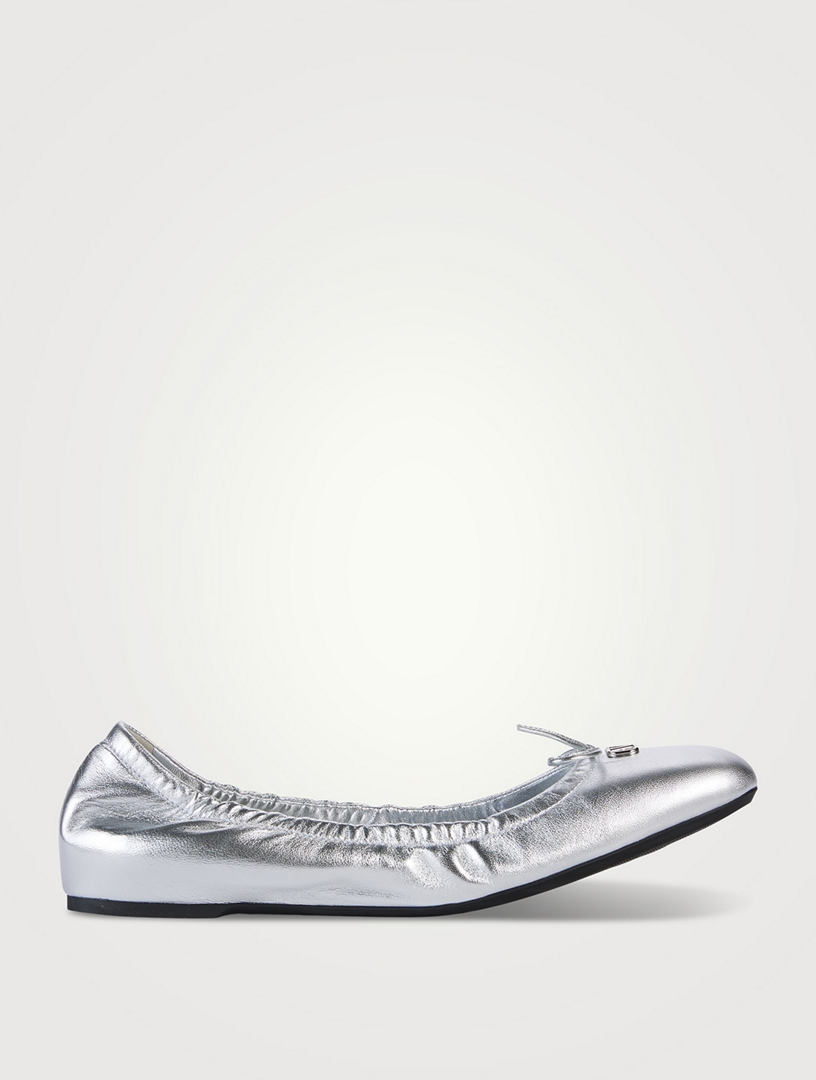 Valentino Garavani - VLogo Metallic Leather Ballerinas